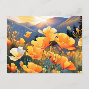 California Poppies In A Bright And Serene Meadow Postcard
