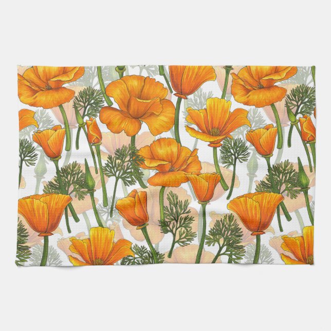 California poppies kitchen towel (Horizontal)