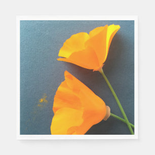 California poppies on blue napkin