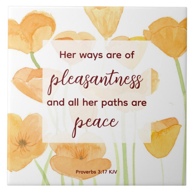 California Poppies Scripture Proverbs Bible Tile (Front)