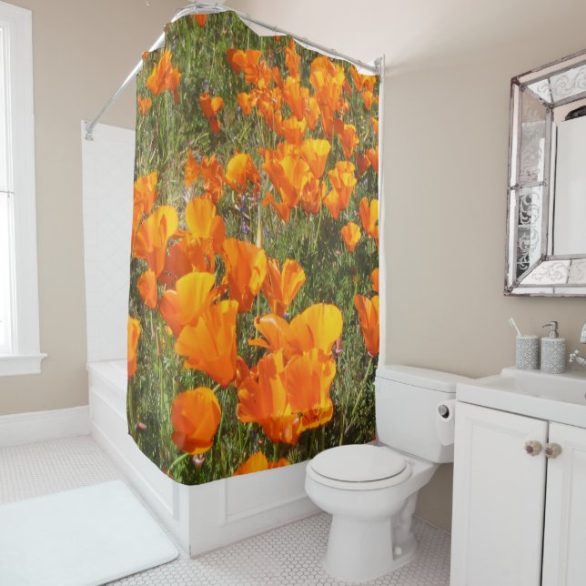 California Poppies Shower Curtain (In Situ)