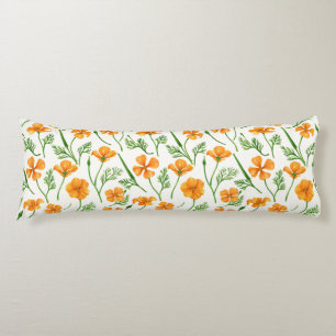 California poppies, summertime flowers, orange wil body pillow