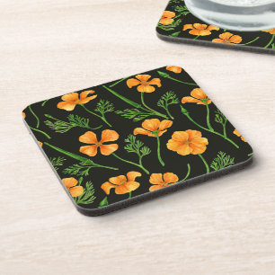 California poppies, summertime flowers, orange wil coaster