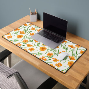 California poppies, summertime flowers, orange wil desk mat