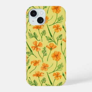 California poppies, summertime flowers, orange wil iPhone 15 case
