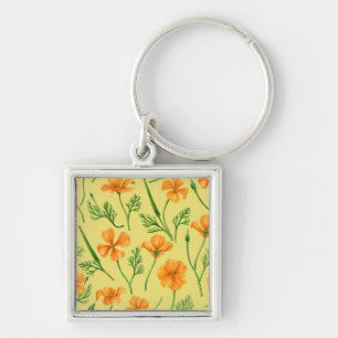 California poppies, summertime flowers, orange wil keychain