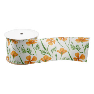 California poppies, summertime flowers, orange wil satin ribbon