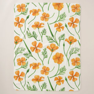 California poppies, summertime flowers, orange wil sherpa blanket