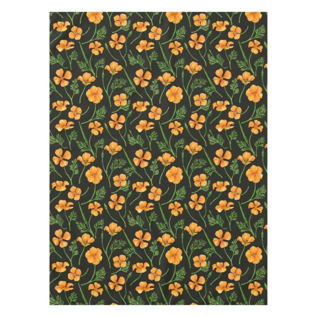 California poppies, summertime flowers, orange wil tablecloth (Front)