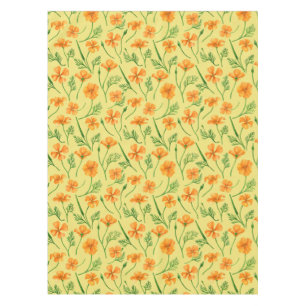 California poppies, summertime flowers, orange wil tablecloth
