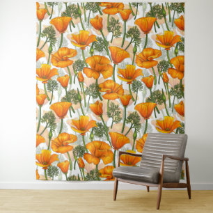 California poppies tapestry