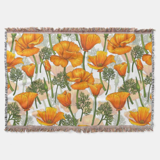 California poppies throw blanket (Front)