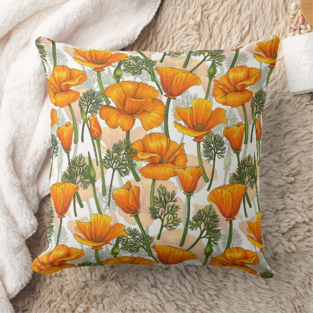 California poppies throw pillow (Blanket)