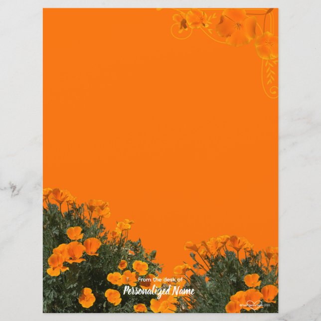 California Poppies Unlined Paper Sheet (Front)