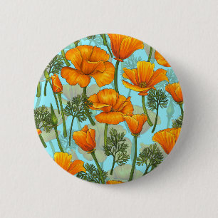 California poppy 2 inch round button