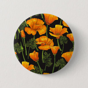 California poppy 2 inch round button