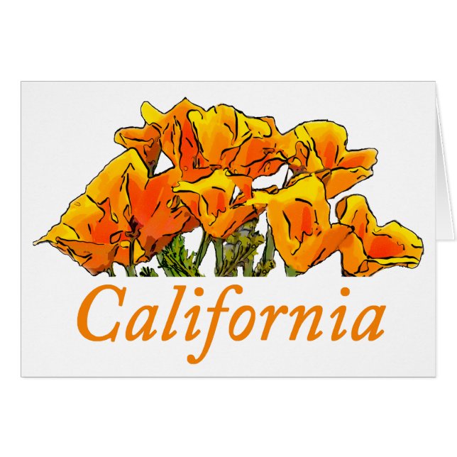 California Poppy Art, Carte pour notes texte "Cali (Devant Horizontal)