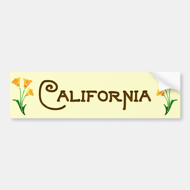 California Poppy Art Deco Bumper Sticker (Front)