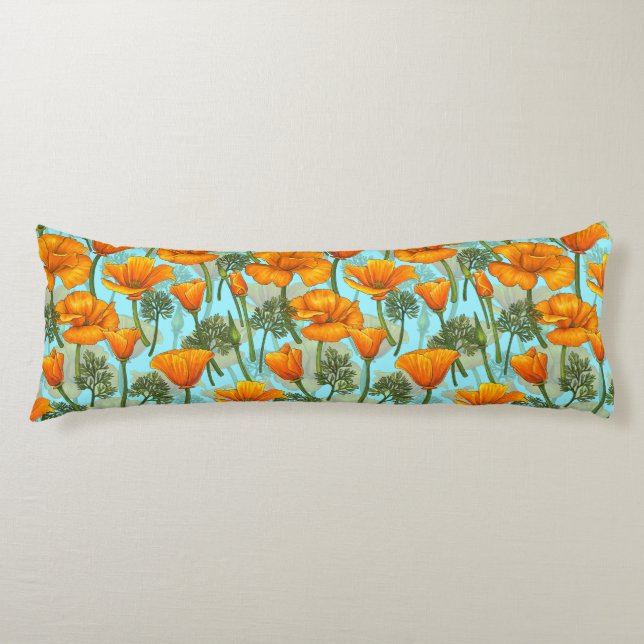 California poppy body pillow (Front)