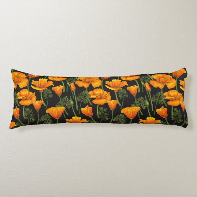 California poppy body pillow (Front)