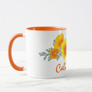 California Poppy Bouquet with California Text Mug