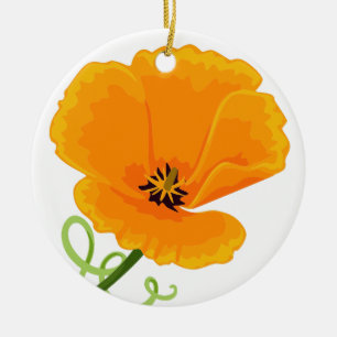 California Poppy Ceramic Ornament