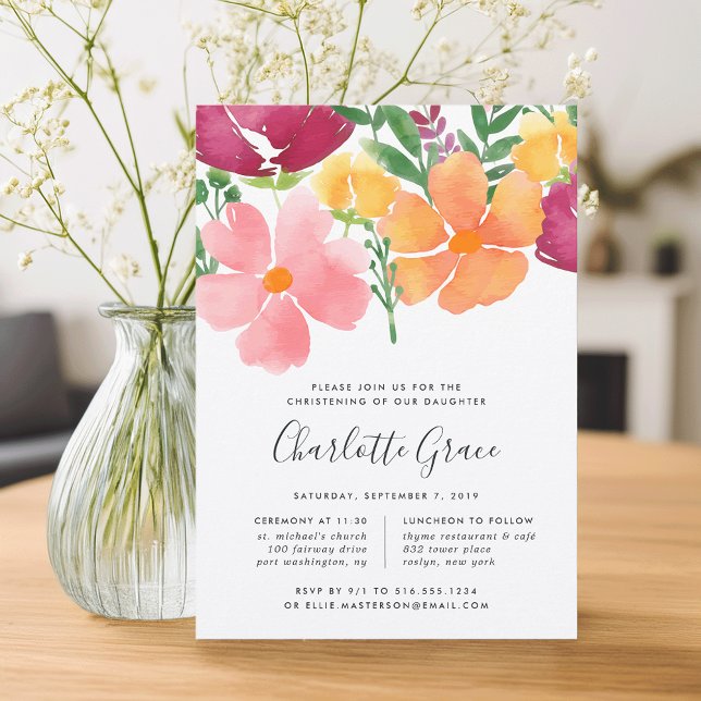 California Poppy Christening ou Baptism Invitation (Créateur téléchargé)