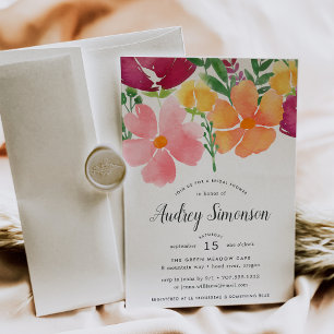 California Poppy   Colourful Floral Bridal Shower Invitation