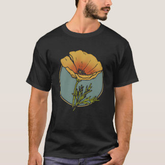 California Poppy Creative Outline And Front Back T-Shirt