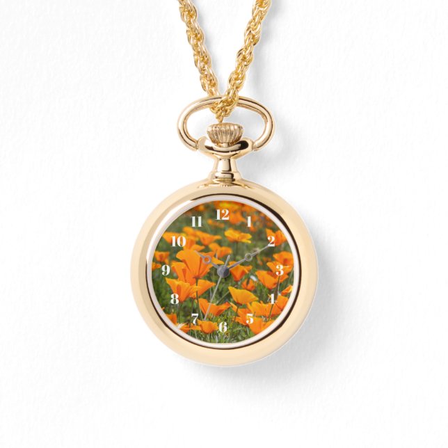 California Poppy Field Gold Women's Watch (Front)
