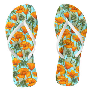 California poppy flip flops