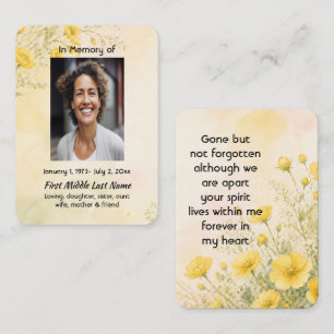 California Poppy Flower Memorial Prayer Keepsake Business Card