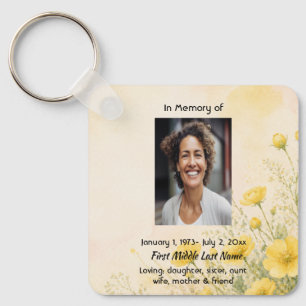 California Poppy Flower,  Memorial Prayer Keepsake Keychain