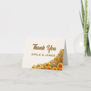 California Poppy Gold Wedding Thank You Card