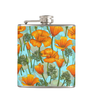 California poppy hip flask