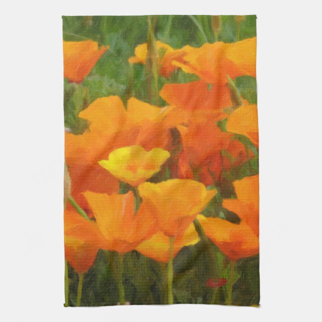 california poppy impasto kitchen towel (Vertical)