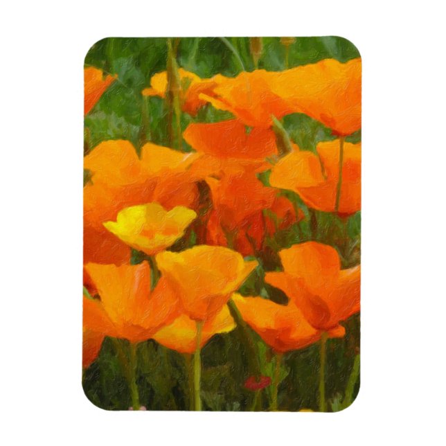 california poppy impasto magnet (Vertical)