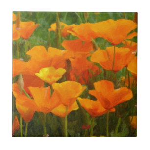 california poppy impasto tile