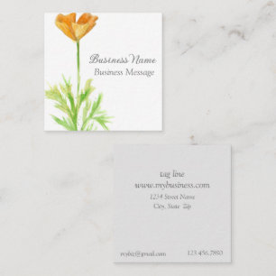 California Poppy Orange Flower Business   Square Business Card