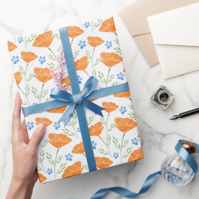 California Poppy Pattern Wrapping Paper (Gifting)
