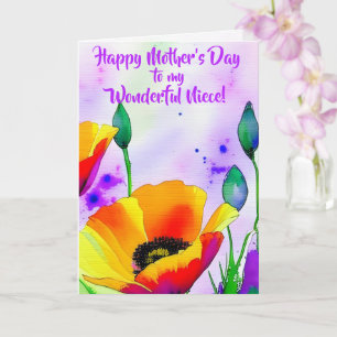 California Poppy Personalized Niece Mother's Day Card