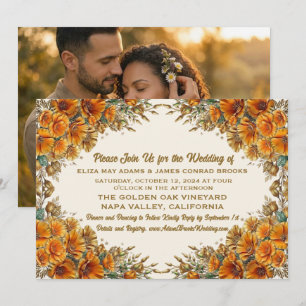 California Poppy Photo Wedding Invitation