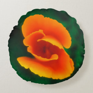 California Poppy Round Pillow