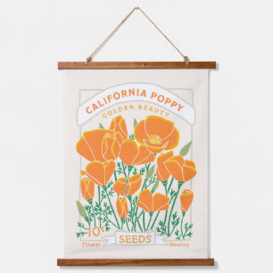 California Poppy Seed Packet Hanging Tapestry