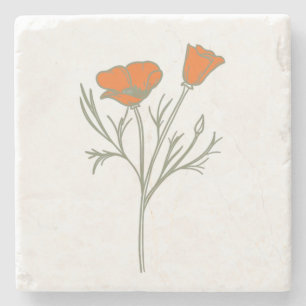 California Poppy Stone Coaster