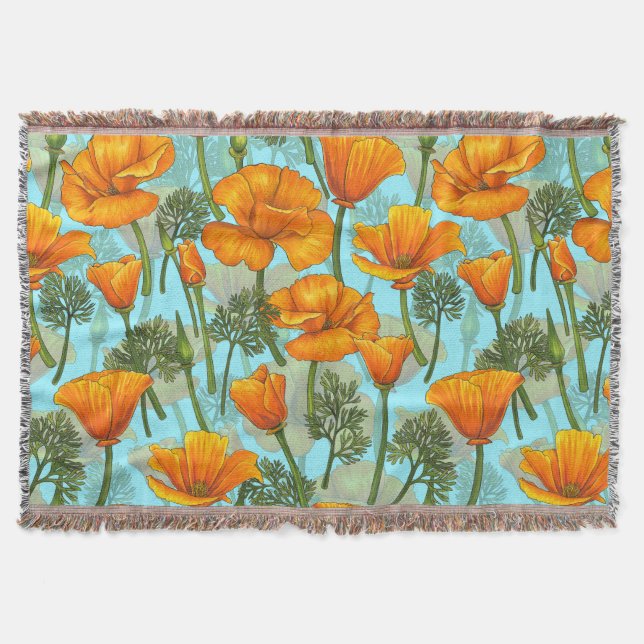 California poppy throw blanket (Front)