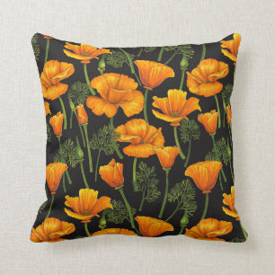 California poppy throw pillow
