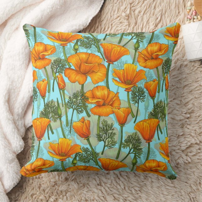 California poppy throw pillow (Blanket)