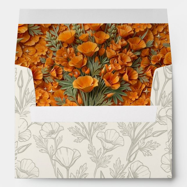 California Poppy Wedding Envelope (Back (Bottom))