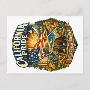 California Pride Golden State Forever Postcard